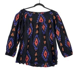Lucky Brand M Aztec Native American Tribal Lightweight Southwest Casual Blouse